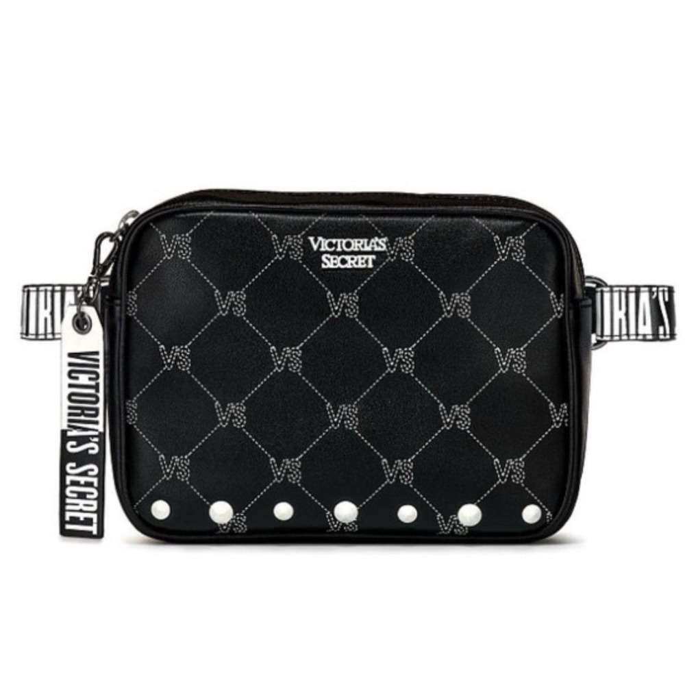 NWOT Victoria's Secret VS Belt Bag Fanny Pack Monogram Studded Black White